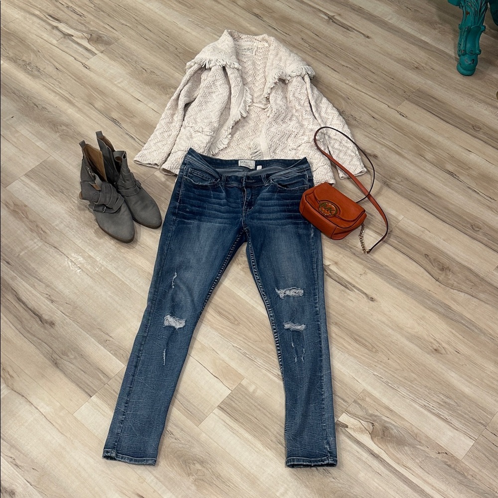 BKE Blue Distressed Skinny Jeans